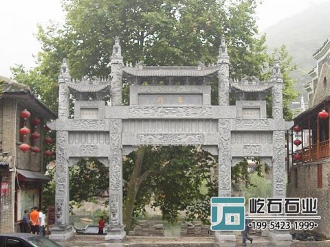 石头大门 石牌坊的安装寓意
