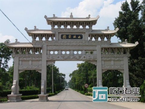 农村青石牌坊图片大全 单门牌坊以及三门牌坊介